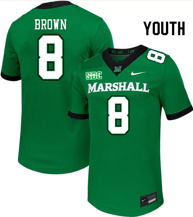 Youth #8 Bralon Brown Marshall Thundering Herd SBC Conference College Football Jerseys Stitched-Gree